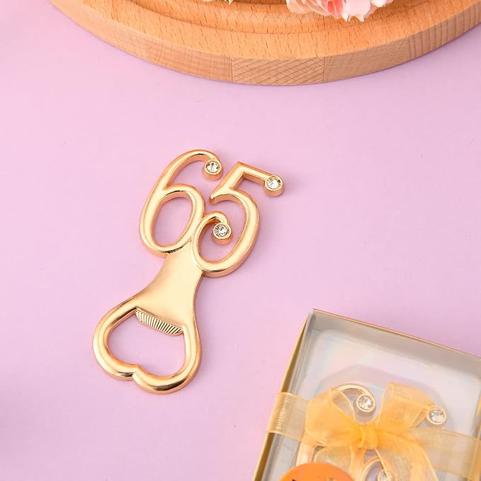 24 Pieces/Packs 65 Bottle Openers for 65th Birthday Party Favors Wedding Anniversary Gidts Decorations or Souvenirs for Guests with Gift Boxes Party Giveaways for Adults (65)
