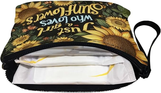 Dolyues Sunflower and Word Change Purses for Women Wristlet Strap Tote Wallet Zipper Coin Purse Credit Cards Bags Organizer Shopping Carrier Bag Wallets Change Pouch