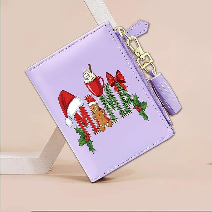 GEEAD Custom Design Small Wallets for Women Bifold Slim Coin Purse Zipper ID Card Holder for Christmas