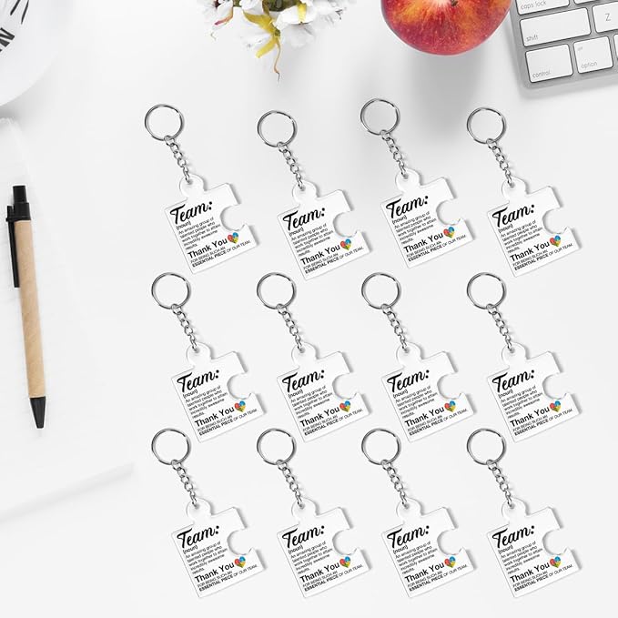Team Appreciation Gifts for Employee Coworker Staff Bulk, Teamwork Thank You Gift Set Puzzle Piece Acrylic Keychains