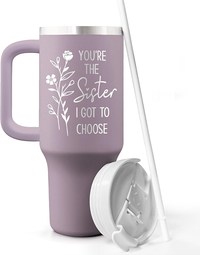 Best Friend Gift For Women - Birthday, Christmas Gift for Sister, Besties, Friendship, Soul Sister In Law - Mothers Day Gifts For Friend - 40oz Travel Tumbler With Handle & Straw Lid