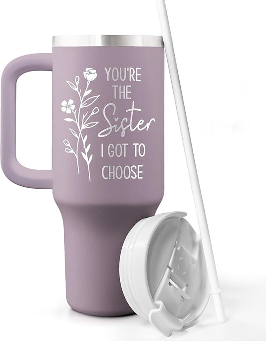 Best Friend Gift For Women - Birthday, Christmas Gift for Sister, Besties, Friendship, Soul Sister In Law - Mothers Day Gifts For Friend - 40oz Travel Tumbler With Handle & Straw Lid