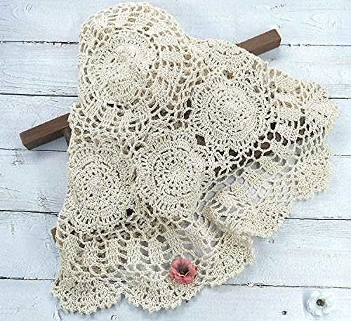 Honra Orraphtstu Baby Photoshoots Props Blanket Newborn Photography Crochet Rug Photo Posing Layer Vintage (Cream BM) - Image 4