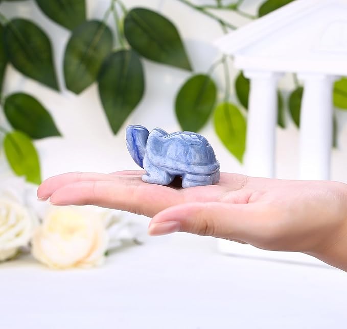 DUQGUHO 2" Travel Turtle Gift Decor Crystals Figurines Blue Aventurine Crystal Best Turtles Travels Gifts for Women Traveling Travelers Cute Decorations