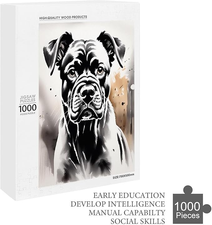 Jigsaw Puzzles for Adults 1000 Piece - Boxer Dog Portrait Animal Themed Wooden Puzzles，Stress Relief Games，Puzzle Games Challenge Puzzles，Educational Games，Family Puzzles