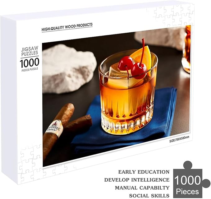 Old Fashioned Cocktail - 1000 Piece Jigsaw Puzzles for Adults，Stress Relieving Game Props Positive Thinking Puzzles Party Entertainment Puzzles for Adults and Teens Toy