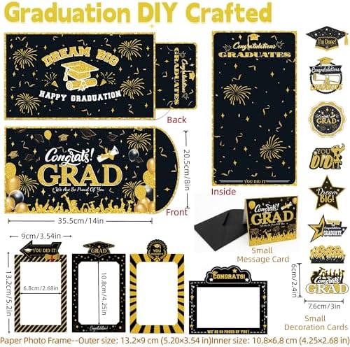 Class of 2026 Graduation Leis with Money Gift Set, 2 pcs Candy Lei Graduation Cash Holder,Personalized Graduation Gifts Money Leis with Photo Frame Congrats Grads Gift Idea for Graduate Party Supplies-Gold Black - Image 3