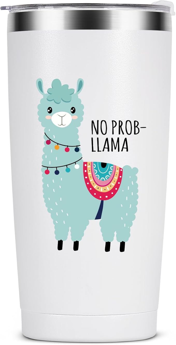 MASGALACC Llama Gifts for Women 20oz Coffee Tumbler Drink Cup - Very Funny Tumbler with lid and Straw - White Elephant Gifts Lama Cup Christmas Gift for Mom Sister Friend