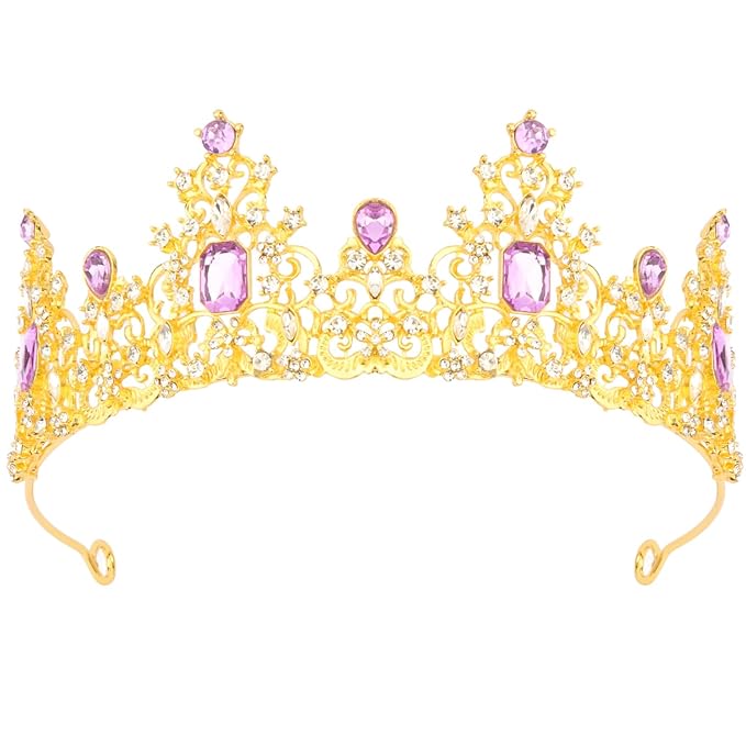 Didder Purple Gold Princess Crown Birthday Tiara Prom Queen Tiaras and Crowns for Women and Girls Halloween Costume Headpiece Hair Accessories