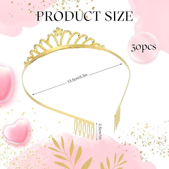 Lyrow 30 Pcs Tiara Crowns for Women Bulk Galentines Day Party Favors Crystal Queen Crowns with Comb Headband Silver Princess Tiaras for Birthday Wedding Halloween Christmas(Chic Style)