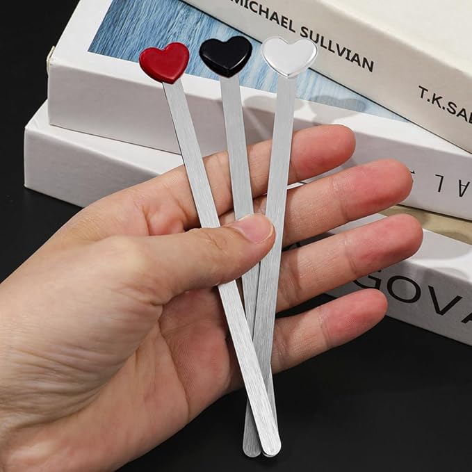 Love Heart Metal Bookmark Set - Color Stainless Steel Bookmarks, Reading Page Markers Gifts for Women, Book Lover, Girls, Boys,Couples Gifts (Love Heart A)
