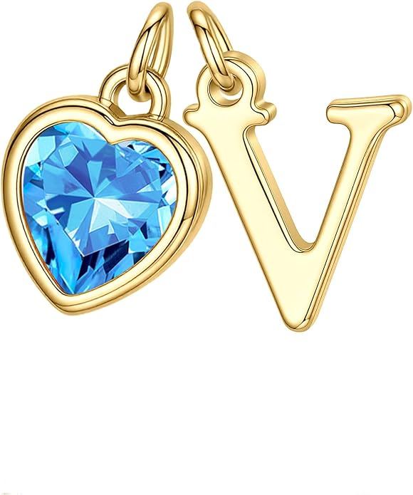Turandoss Valentines Day Gifts for Her Trendy, Dainty 14K Gold Plated Initial A-Z Heart Birthstone Pendant Necklace Personalized Bridesmaid Birthday Valentines Jewelry Gifts for Women Girls