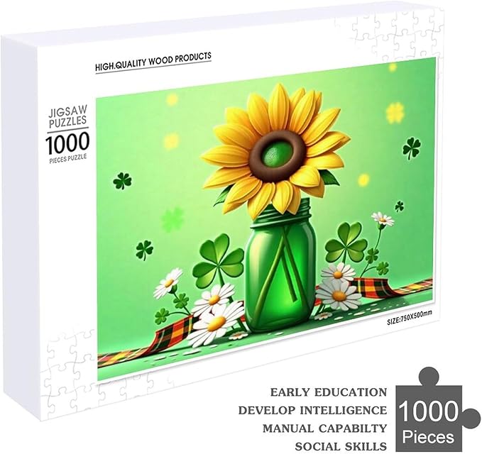 Wooden Puzzle - St Patrick's Day Gnome Wooden Puzzles for Adults 1000 Pieces Challenge Puzzles，Educational Games，Family Puzzles，Unique Gifts for Wall Art ，Funny Puzzles