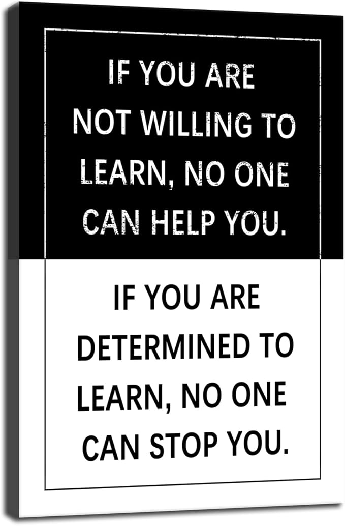 Inspirational Wall Art for Office Determined to Learn Entrepreneur Quote Positive Motivational Poster Canvas Painting Prints Wall Pictures for Living Room Home Decor Framed Artwork [24''W x 36''H]