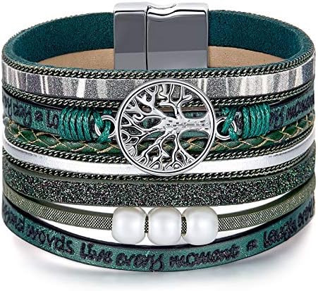 Desimtion Leather Wrap Bracelets for Women, Hidden Inspirational Message by DESIMTION