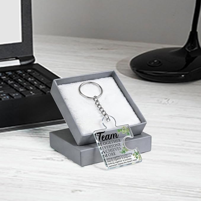 Team Appreciation Gifts for Employee Coworker Staff Bulk, Teamwork Thank You Gift Set Puzzle Piece Acrylic Keychains