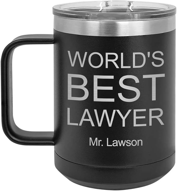 World's Best Lawyer Mug - 15oz Stainless Steel - Stylish Coffee Cups for Home and Office - Gift for Boss or Manager - Appriciation or Boss's Day