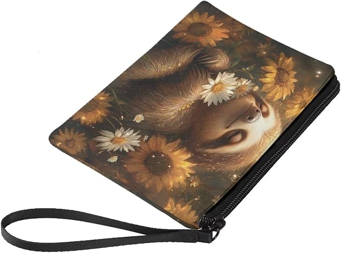 Dolyues Sloth Sunflowers Coin Purse for Women Money Pouch Womens Coin Purses & Pouches Animal Print Change Holder Lightweight and Portable