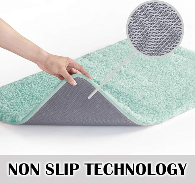 Suchtale Non Slip Bath Mat (20 x 32, Aqua) - Soft Microfiber Shaggy, Thick Plush, Machine Washable