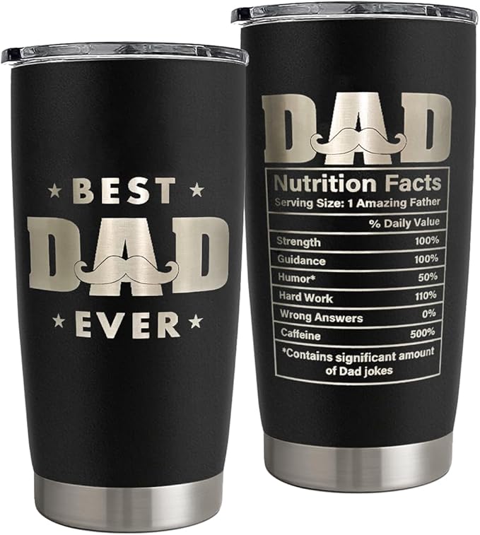 Best Dad Ever Tumbler for Men, 20 oz Stainless Steel Insulated Coffee Cup Double Wall Travel Mug with Lid, Dad Gifts for Father's Day Birthday
