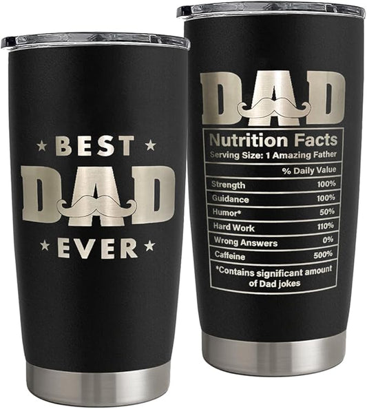 Best Dad Ever Tumbler for Men, 20 oz Stainless Steel Insulated Coffee Cup Double Wall Travel Mug with Lid, Dad Gifts for Father's Day Birthday