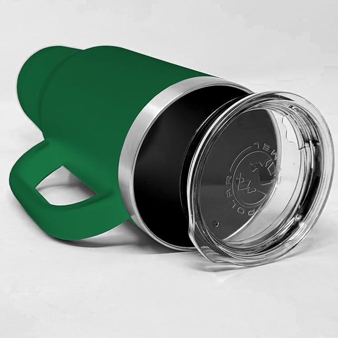 LaserGram 40oz Vacuum Insulated Travel Mug with Handle, Cup Cake, Personalized Engraving Included (Green)