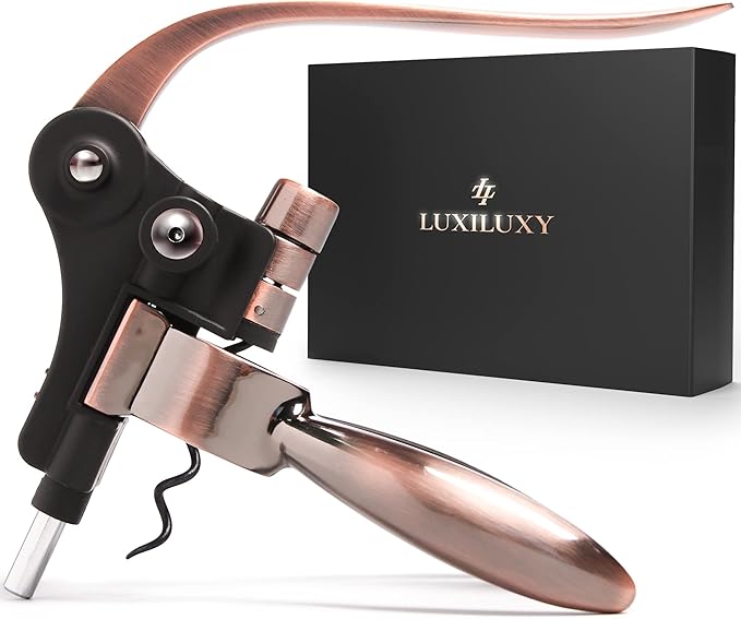 Wine Bottle Opener Corkscrew Set – Luxiluxy [2024 upgraded, does NOT break!] Including Foil Cutter, Bottle Stopper, Opener Stand and Extra Spiral - corkscrews wine opener set- wine opener kit