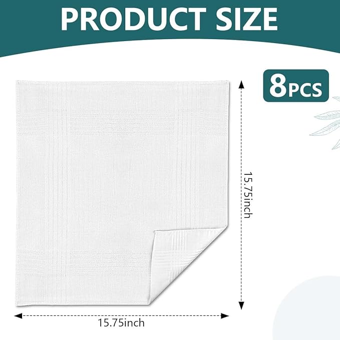 SenseYo Men's Handkerchiefs, 100 Soft Cotton White Handkerchiefs for Men