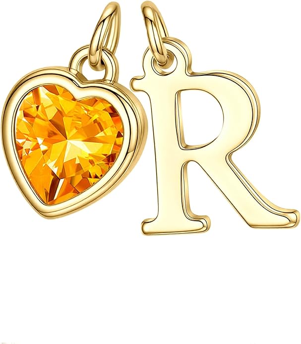 Turandoss Valentines Day Gifts for Her Trendy, Dainty 14K Gold Plated Initial A-Z Heart Birthstone Pendant Necklace Personalized Bridesmaid Birthday Valentines Jewelry Gifts for Women Girls