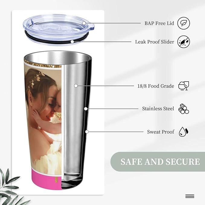 Personalized Custom tumbler Coffee Mug with Lid and Straw Hot and Cold Stainless Steel Vacuum Insulated Travel Mug with Photo Personalized tumbler Gift (20 oz, Funnel，1 photos)