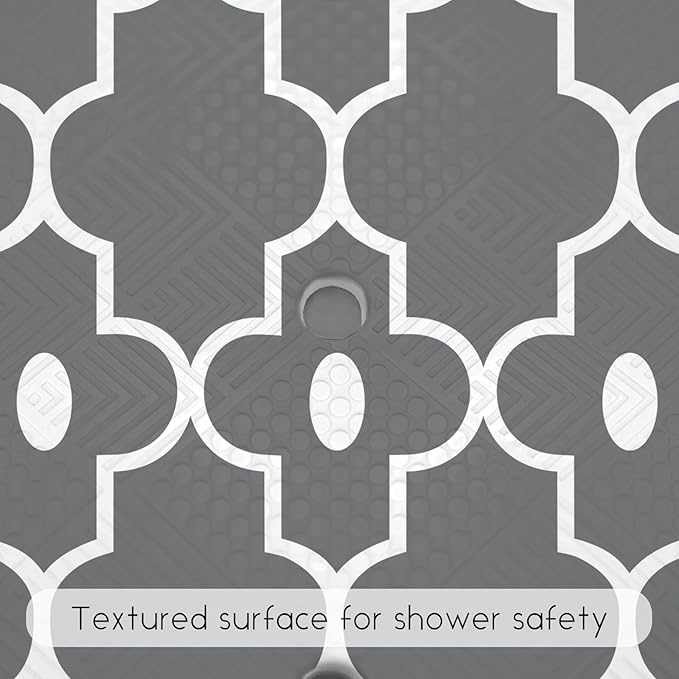Bathtub Mat Non Slip, Grey Square Bath tub Mat Shower Floor Mat with Suction Cups for Adults Kids Elderly 21 X 21 Inch