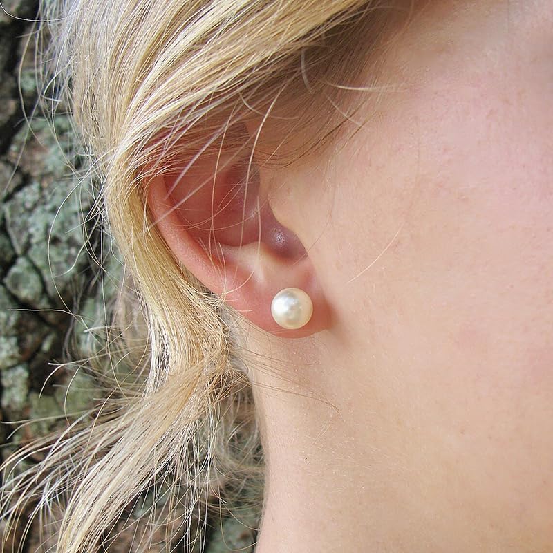 Graduation Gifts for Her, 8mm Genuine Pearl Earrings with Sterling Silver Post, Inspirational 2025 Graduation Gifts for Best Friend, Sister, Daughter - Image 3