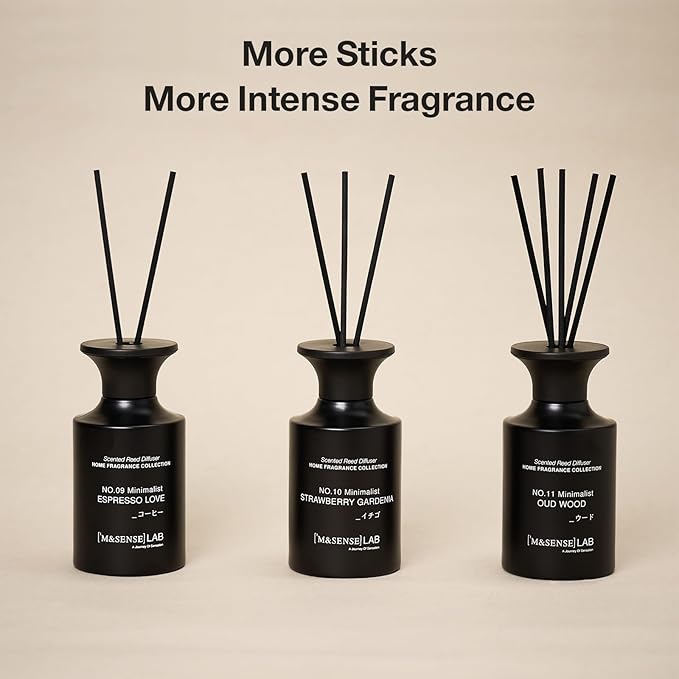 M&SENSE Reed Diffuser Set, 10.14 fl oz Large Reed Diffuser, Strawberry Gardenia Scented with Natural Essential Oils, Long Lasting with 7 Sticks, Non-Toxic Home Fragrance Reed Diffuser for Bedroom