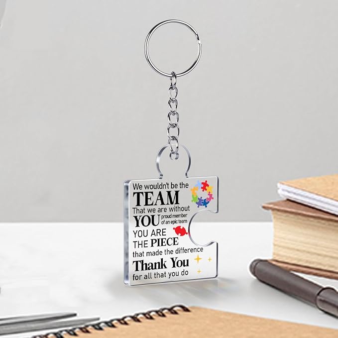 Team Appreciation Gifts for Employee Coworker Staff Bulk, Teamwork Thank You Gift Set Puzzle Piece Acrylic Keychains
