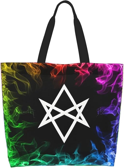 Unicursal Hexagram Large Reusable Eco-friendly Shopping Bags Portable Storage Handbag