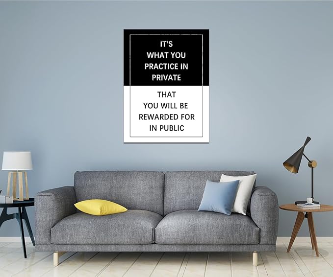 Practice Inspirational Wall Art Entrepreneur Quote Exercise Motivational Poster Canvas Painting Prints Wall Pictures for Living Room Office Home Decor Framed Artwork [30''W x 40''H]