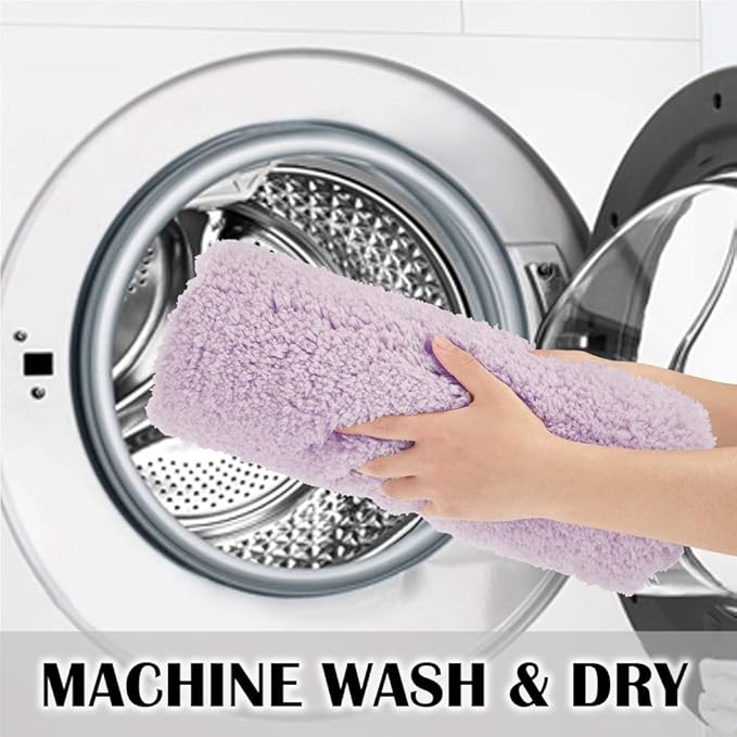 Suchtale Bathroom Contour Rug Non Slip Bath Mat Water Absorbent Soft Microfiber Shaggy Bathroom Mat Machine Washable Bath Rug for Bathroom Thick Plush U Shape Toilet Rug (20 x 24, Lavender)