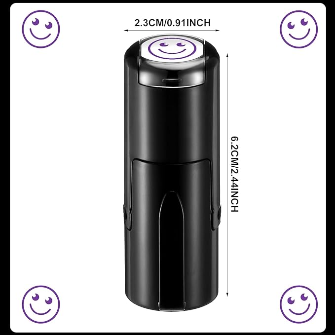 Supervitae 2 Pack Smile Face Print Stamps Purple Ink Stamper Mini Self Inking Stamps for Party Activities Craft Supplies