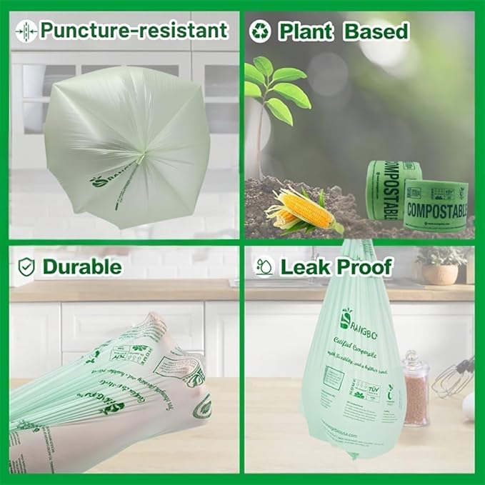 OrangeBio Certified Home Compostable Produce Bags, 800 Count, 15 x 17 Inches, Hold Up to 14 Lbs, ASTM D6400, EN 13432, US BPI & Europe OK Compost Home Certified