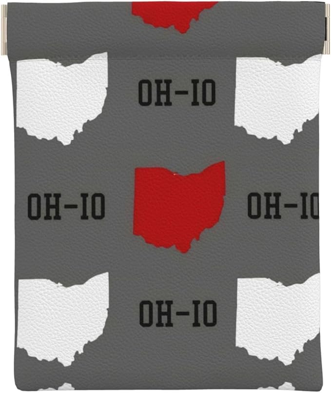 Coin Purse Ohio State Gray Leather Squeeze Coin Purse Mini Pouch Change Wallet Bag Gifts for Women Kids Girls Key Holder