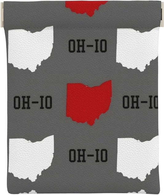 Coin Purse Ohio State Gray Leather Squeeze Coin Purse Mini Pouch Change Wallet Bag Gifts for Women Kids Girls Key Holder