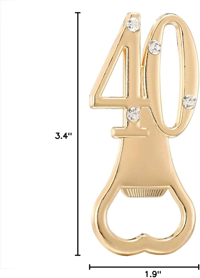 Set of 24 Gold 40th Birthday Party Favors Bottle Openers