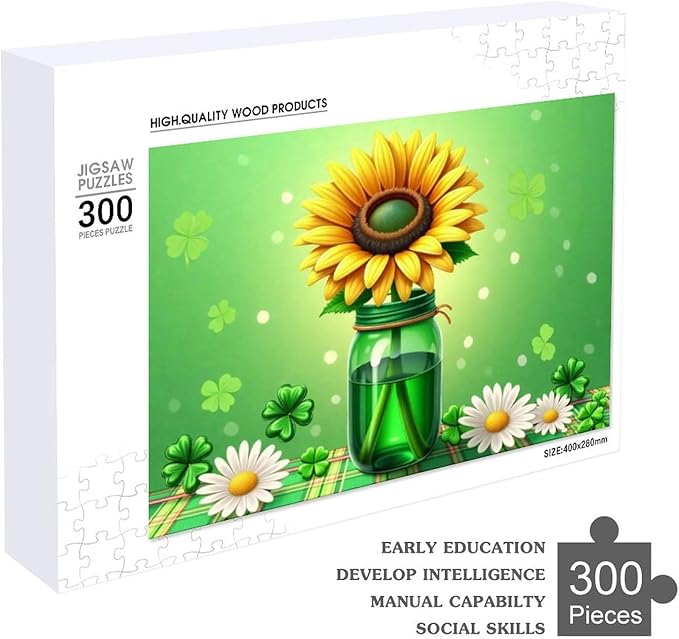Wooden Puzzle - St Patrick's Day Gnome Wooden Puzzles for Adults 300 Pieces Challenge Puzzles，Educational Games，Family Puzzles，Unique Gifts for Wall Art ，Funny Puzzles