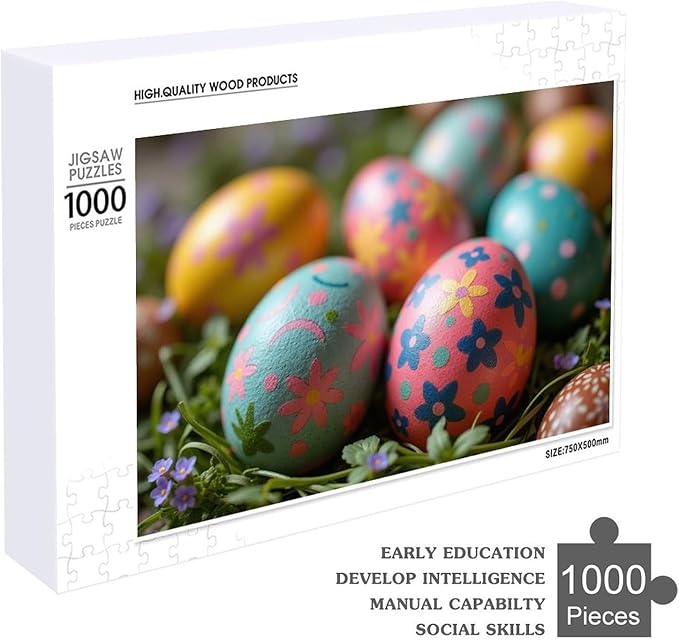 Wooden Puzzle - Easter Eggs Jigsaw Puzzles，Wooden Puzzles for Adults 1000 Pieces Challenge Puzzles，Educational Games，Family Puzzles，Unique Gifts for Wall Art,Funnny Puzzles