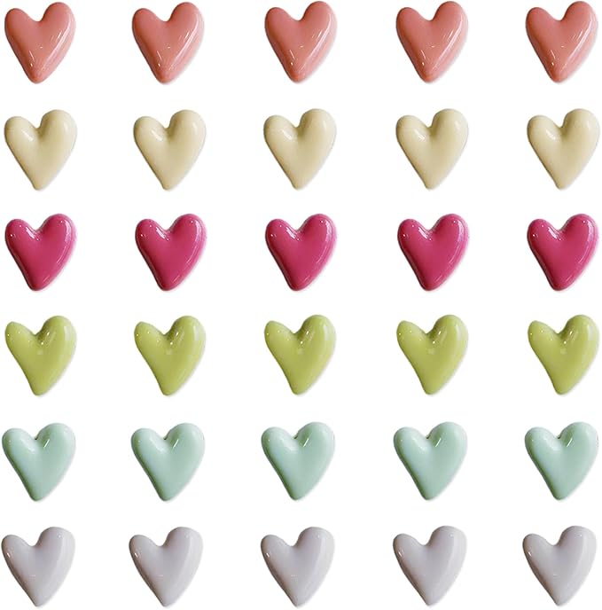 30PCS Refrigerator Magnets Colorful Fridge Magnets Cute Small Love Heart Decorative Magnet Set for Whiteboard Cabinet Locker Classroom Home Kitchen Office(Cute Heart, 30PCS)
