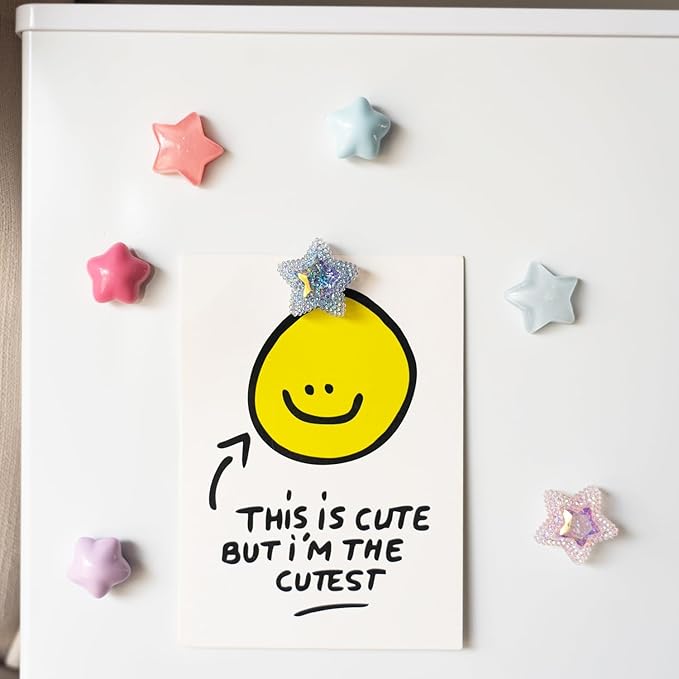 KEYDUACU 15Pcs Strong Star Refrigerator Magnet Fridge Sticker,Colorful 3D Craft Decoration Magnet,Strong Fridge Magnets for Kitchen,Office Whiteboard, Cabinet and Dishwasher (Transparent Stars)