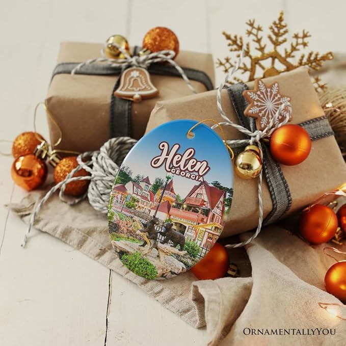 Beautiful Helen Town Georgia Ornament, German-Inspired Alpine Village