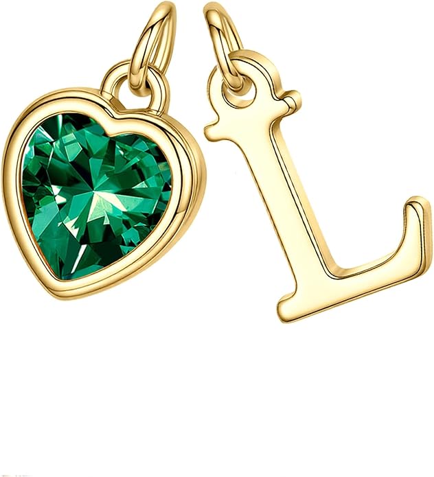 Turandoss Valentines Day Gifts for Her Trendy, Dainty 14K Gold Plated Initial A-Z Heart Birthstone Pendant Necklace Personalized Bridesmaid Birthday Valentines Jewelry Gifts for Women Girls