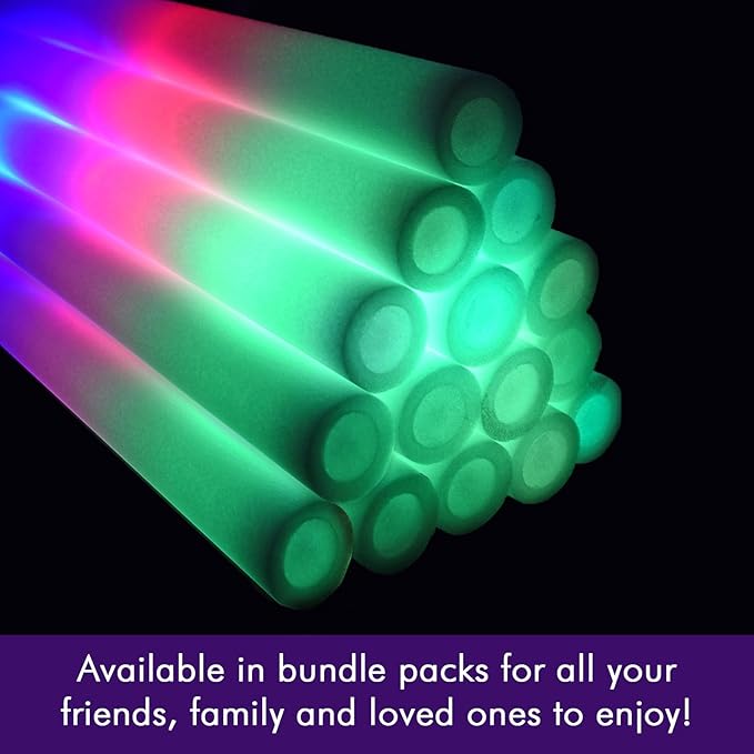Pack of 100, Custom LED Party Foam Light Sticks for Wedding, Birthdays, Guests, Party, DJ, Concerts, Festivals, Events, Promotions 3 Color Lighting Modes Batteries 16"