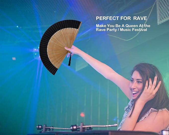 Hand Held Fan for Women Foldable, Chinese Japanese Vintage Bamboo Silk Folding Fans Hand Fan for Dance Music Festival Wedding Church Decoration (Sexy Bamboo)